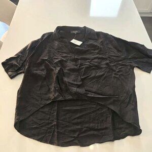 RACHEL Rachel Roy Black Top Blouse Casual Crop Preppy Size Large NEW WITH TAGS